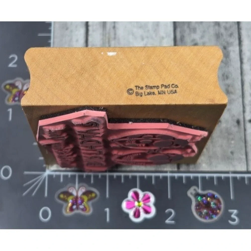 The Stamp Pad A Birthday? Don't Let It Bug You Ladybugs Rubber Stamp Wood #i25
